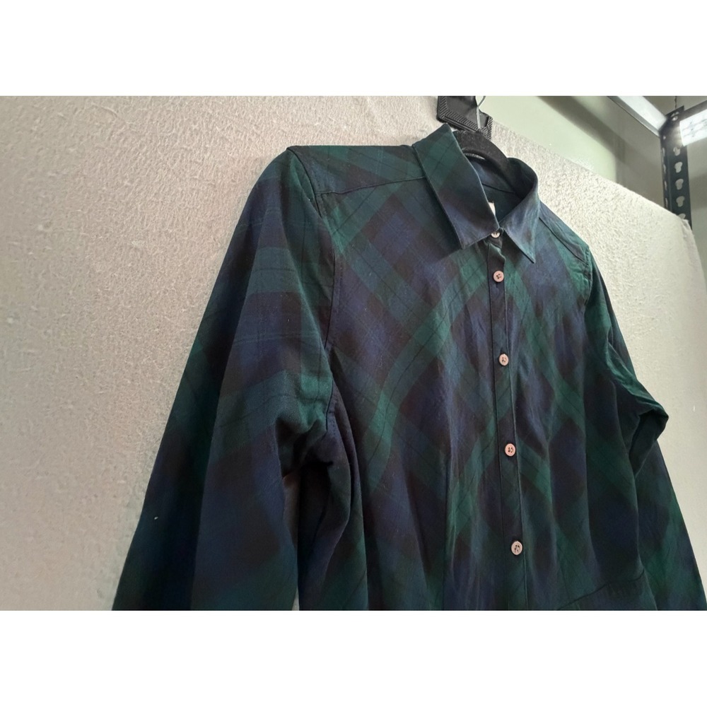 UNTUCKit Holly Shirt Dress Womens 4 Blue Green Tartan Dark Academia Heritage - Picture 3 of 16